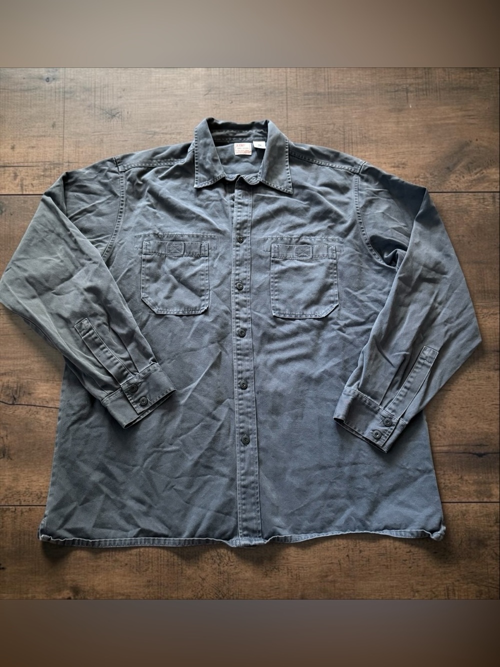 Vintage Levi's Dry Goods Men's XL Gray Cotton Work Shirt Button Up Utility